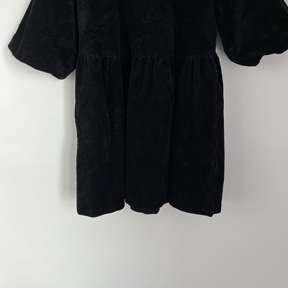 Everlane The Corduroy Black Puff Sleeve Cotton Blend Babydoll Mini Dress Medium - Picture 9 of 12